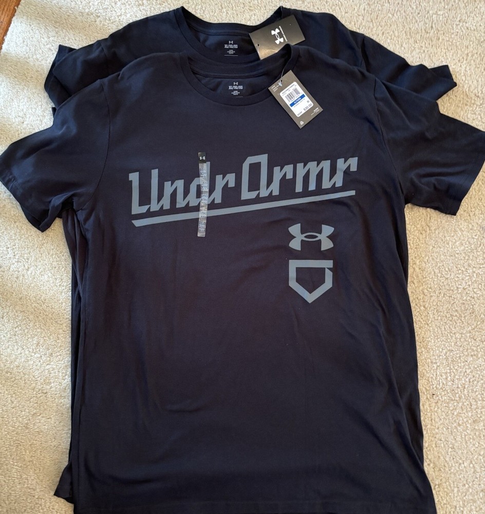 NWT Under Armour Mens UA Baseball T-Shirt 1377613 001 Black XL Extra Large