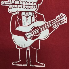 Johnny Cash Dia De Los Muertos T-Shirt Large American Apparel Rare Red Skeleton