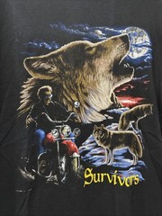 Motorcycle Wolf Survivors Mens Size Medium T-shirt Biker Graphic Black *Read*