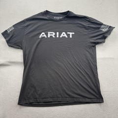 Ariat Shirt Mens 2XL Black USA Flag Logo Graphic Tee Patriotic Tagless