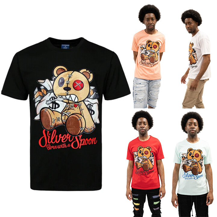 Victorious Men’s Rhinestones on Bear Born With A Silver Spoon T-Shirt 2.0 TS7494