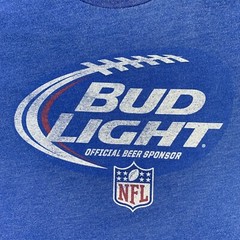 Bud Light Shirt Mens Large Blue White Red NFL Football Official Beer Sponsor Tee