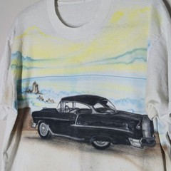 Vintage 90s 1955 Chevy Bel Air T Shirt Men L Short Sleeve Chevrolet Air Brush