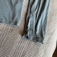 Free Fly Mens Bamboo Long Sleeve Shirt Blue Gray Thumbholes Size Medium