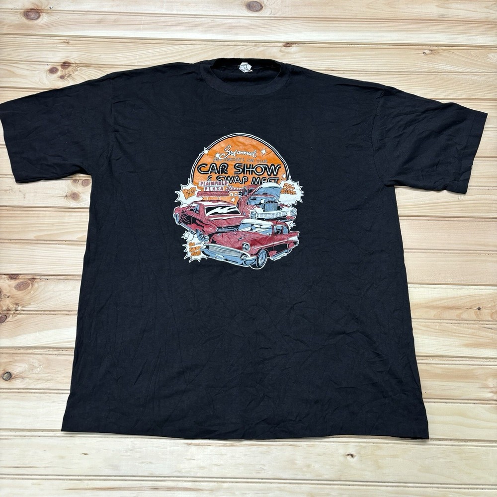 Vintage 80s Plainfield Plaza Car Show & Swap Meet 50s Hot Rod Shirt Size 2XL