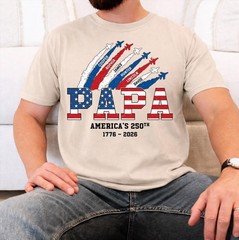 Personalized Proud Papa Grandpa American Flag Shirt with Kids Names