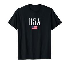 USA Flag and White Text T-Shirt