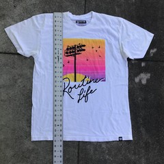 Routine Men Large Short Sleeve Shirt White Baseball Lights Birds