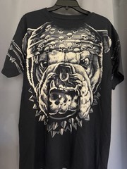 Liquid Blue Men’s M Black Cotton Bulldog Skull Graphic Crew Neck Tee