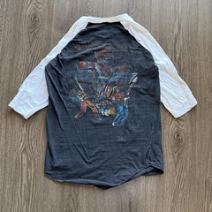 Vintage 80s Raglan Band Tee Van Halen Shirt Medium Black 1980 Tour 3/4 Sleeve