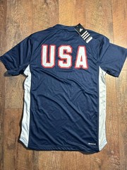 NWT Adidas Men’s Climacool USA T Shirt Small 100% Polyester Navy Blue