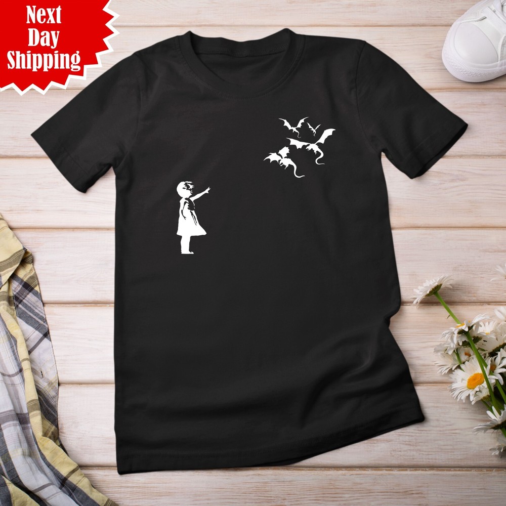 Dragon Banksy T Shirt Cool Printed Funny Art Design Unisex Adults Crew Neck Top