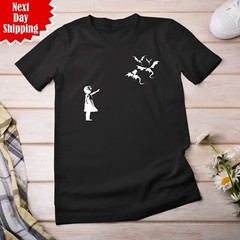 Dragon Banksy T Shirt Cool Printed Funny Art Design Unisex Adults Crew Neck Top