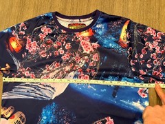 Drill Clothing T-Shirt Men’s Medium Blue Japanese Cherry Blossom Lantern Graphic