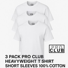 3 PACK PRO CLUB MENS PLAIN SHORT SLEEVE T SHIRT HEAVYWEIGHT COTTON