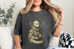 Wonderland Caterpillar Who Are You? Dark Fantasy T-Shirt, Gothic Victorian Alice