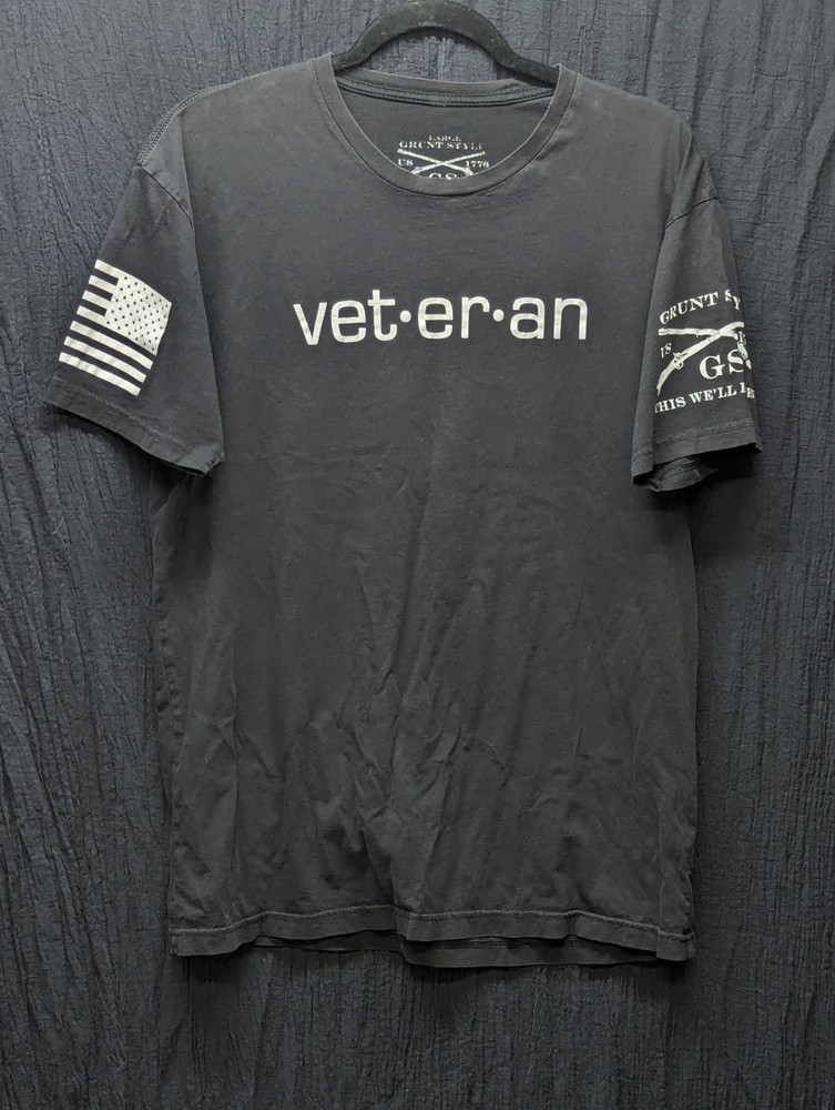Grunt Style Veteran Definition American USA Patriot Shirt L USA Flag Freedom