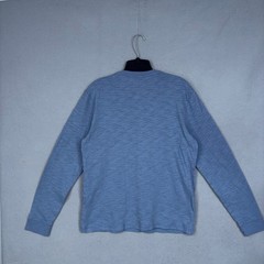 Vince Henley Mens Small Blue Slub Knit Long Sleeve Cotton Casual Minimalist
