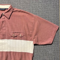 Vintage 80s 90s Envoy Mens Polo Shirt Pink Mauve Banded Hem Short Sleeve Retro M