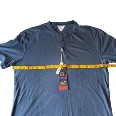 Sunday Joe Malibu Mens Large Slate Blue Short Sleeve Henley Shirt NWT Pre-Shrunk