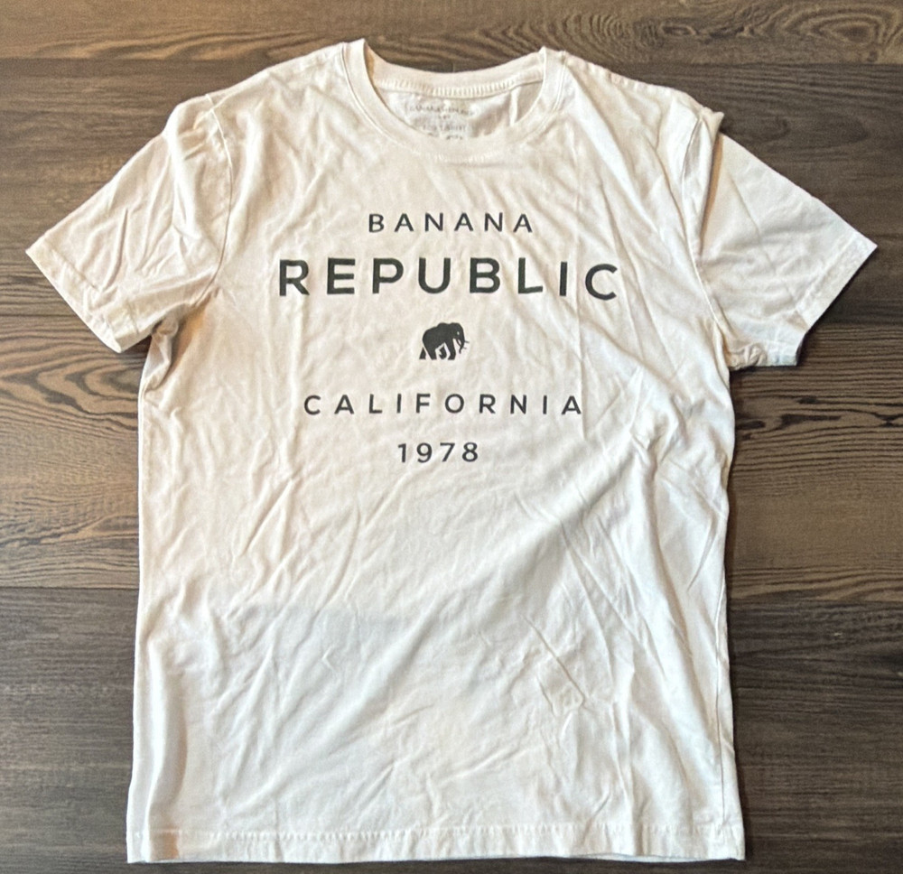Banana Republic Eco T-Shirt California 1978 Elephant Logo White Mens M Cotton