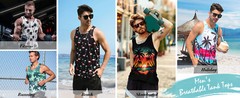 Mens Beach Tank Tops Fashion Graphic Quick Dry Sleeveless Shirt for Beach