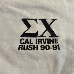 Vintage 1990 Sigma Chi Big Dogs Porch Graphic T-Shirt UCI Irvine Large