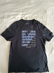 Armani Jeans Navy Blue Spellout Cities Graphic Tee – Men’s XL – 100% Cotton