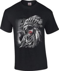 Chief Warpaint Skull T-Shirt Indian Native American Warrior Headdress Tee