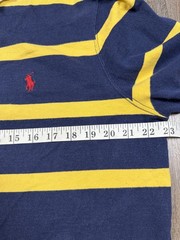 Polo Ralph Lauren Rugby Shirt Mens Large Navy Yellow Striped Pony Classic Fit