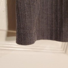 Vintage 90s Claiborne Mens Grey Verticle Lines Ribbed Crew Neck T-Shirt Men’s M