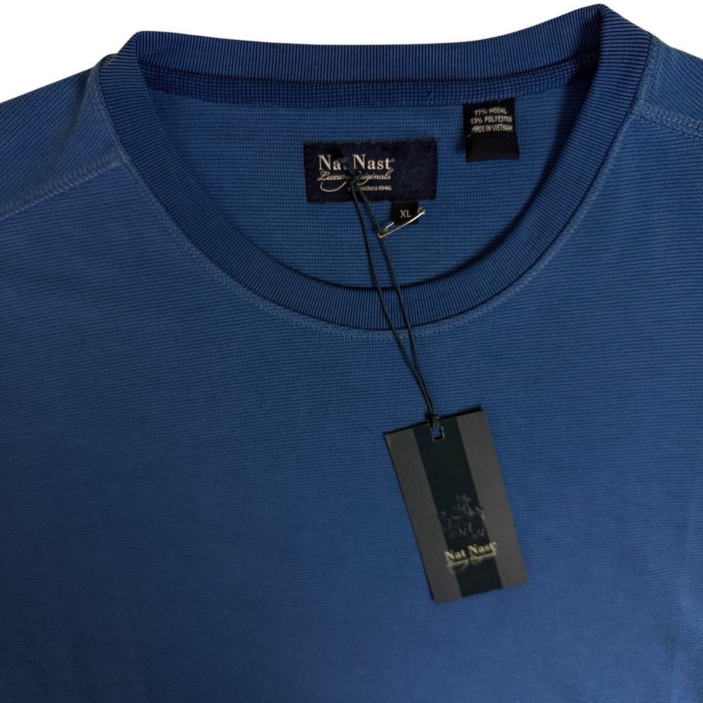 Nat Nast NWT Mens XL Blue Luxury Originals Modal Blend Textured Short Sleeve