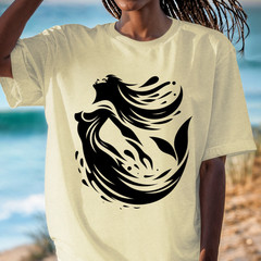 Mermaid Silhouette T-Shirt | Ocean Wave Illustration Tee, Mermaid Vibes Shirt
