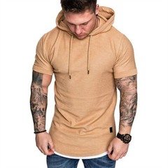 Camiseta Con Capucha Camisa De Algodón De Manga Corta Moda Deportivo Para Hombre