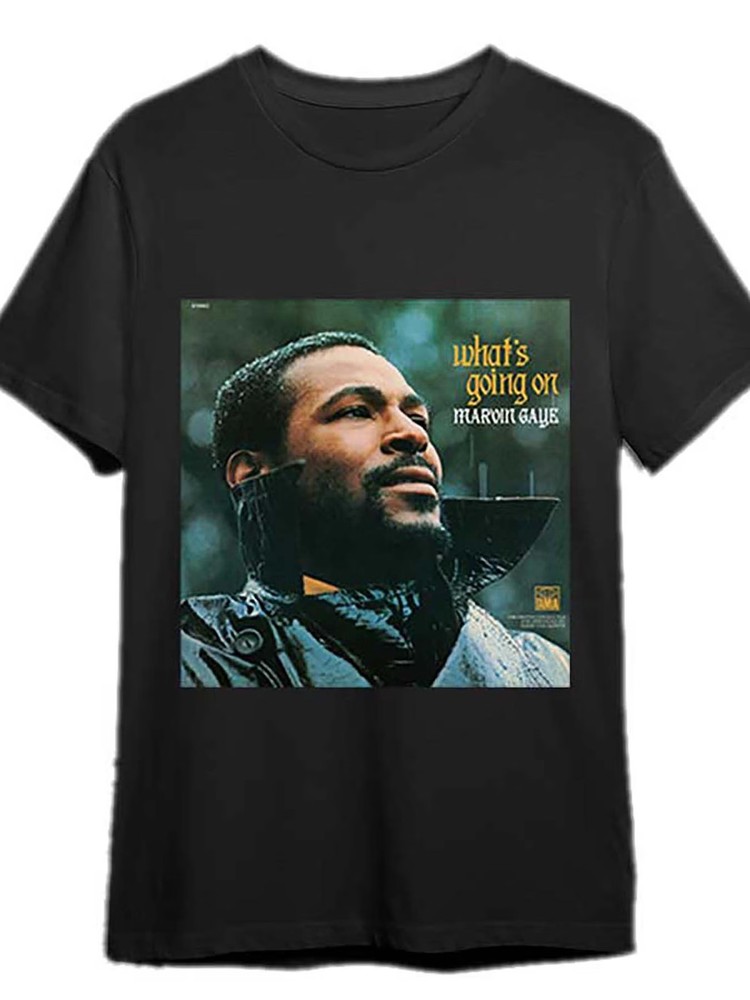 1pc Men’S Marvin Gaye “What’S Going On” Graphic T-Shirt – Casual Black Cotton Te