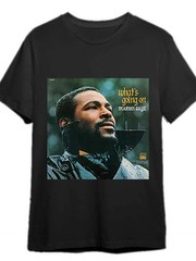 1pc Men’S Marvin Gaye “What’S Going On” Graphic T-Shirt – Casual Black Cotton Te