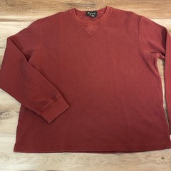 Eddie Bauer Mens Waffle Knit Thermal Shirt Long Sleeve Brick Red Cotton Large