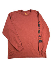 Mens Carhartt K231 Long Sleeve Logo T Shirt Red Heather Original Fit Large