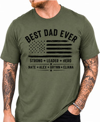 Personalized Best Dad Ever T-Shirt Custom Dad Gift American Flag Tee Size S-5XL