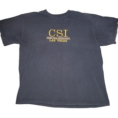 CSI Las Vegas T Shirt Mens L Black Embroidered Crime Scene Investigation TV Show