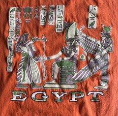 Vintage Egypt Graphic T Shirt Mens Large Orange Hieroglyphics Souvenir 90s Tee L