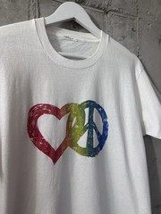 Vintage May Peace Prevail On Earth Art T-shirt Double Sided 80s Single Stitch