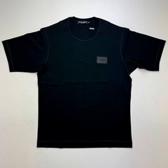 DOLCE & GABBANA Men’s Branded Tag Logo Plaque Cotton Oversized T-Shirt – Black