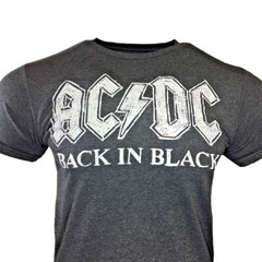 AC DC Mens Tee T Shirt -BACK IN BLACK -Tour Rock Band Music Vintage Gray -NEW