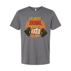 Eat Sleep Train Repeat Unisex Fitness Graphic T Shirt For Gym And Workout Cotton