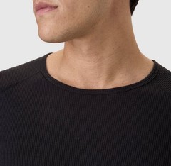 Hanes Premium Men’s Thermal Waffle Knit Baselayer Shirt Black Large NWT