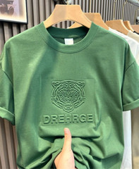 New Men Fashion Trend Tiger Embroidery Summer Short Sleeve Luxury Cotton T-Shirt