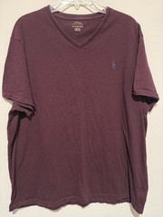 Polo Ralph Lauren Men’s Burgundy V-Neck T-Shirt Blue Pony Logo Size XL