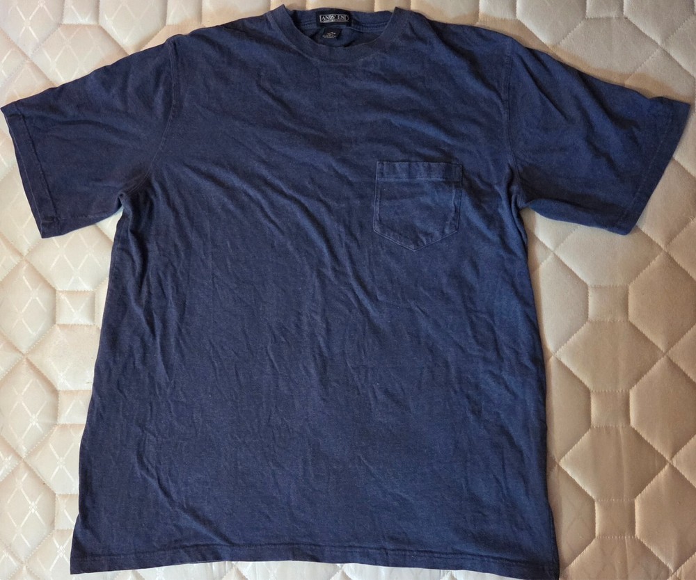 LANDS END Mens Faded Navy Pocket Short Sleeve T-Shirt Size XLT