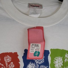 Vintage 90s Esprit Flower Block Graphic T-Shirt Sz Large White NWT Plant